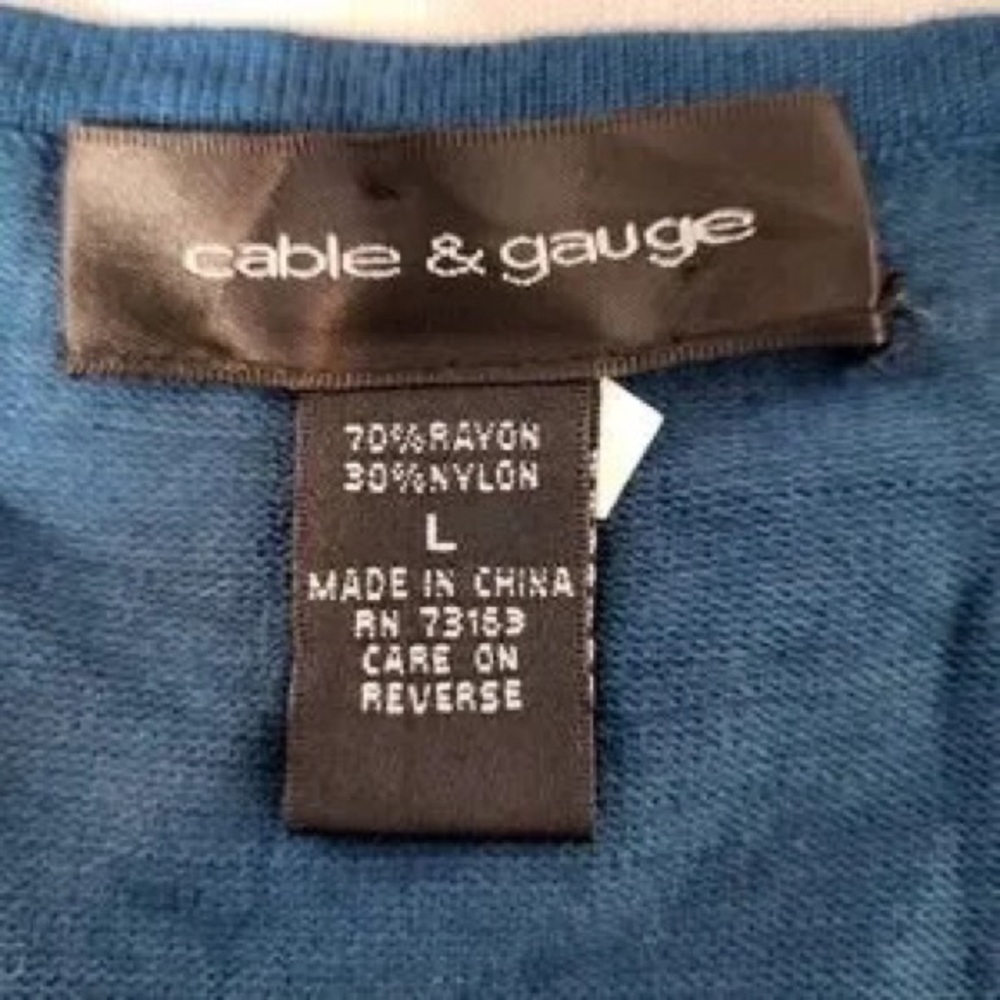Cable & Gauge Blue Scoop Neck Sleeveless Tank Top - Picture 3 of 4